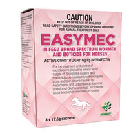 Abbey Easymec in-feed horse wormer and boticide carton, 4 x 17.5g sachets