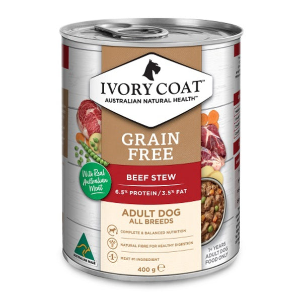 Ivory Coat Grain Free Adult Wet Dog Food Beef Stew - 400g | PeekAPaw Pet Supplies