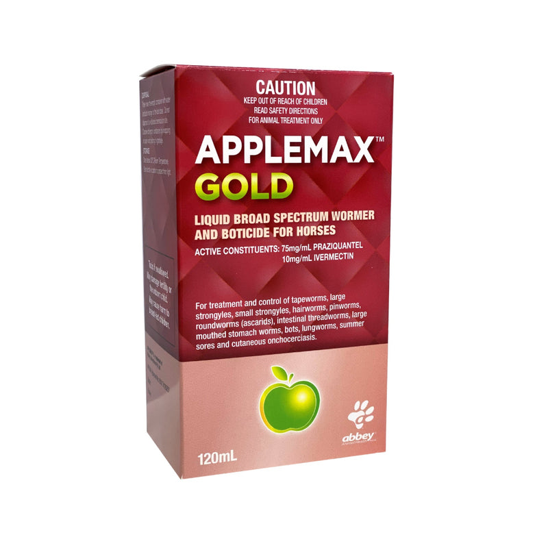 Abbey Animal Health Applemax Gold Liquid Broad Spectrum Wormer And Boticide For Horses - 1L | PeekAPaw Pet Supplies