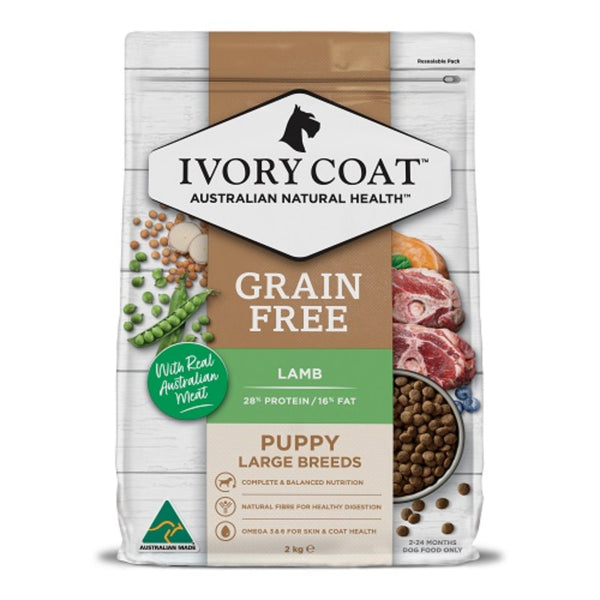 Ivory Coat Grain Free Puppy Large Breed Dry Dog Food Lamb - 2kg | PeekAPaw Pet Supplies