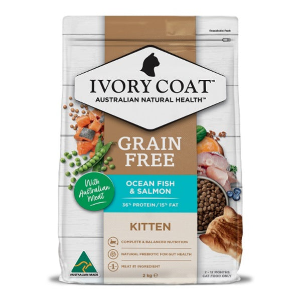 Ivory Coat Grain Free Dry Kitten Food Ocean Fish & Salmon - 2kg | PeekAPaw Pet Supplies