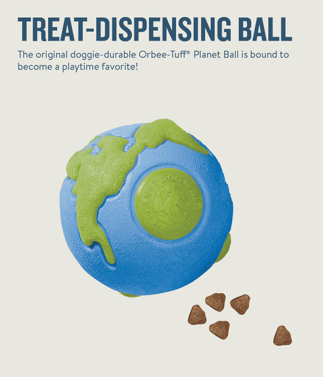 Planet Dog Orbee-Tuff Planet Ball Treat-Dispensing Dog Toy - Blue & Green by PeekAPaw