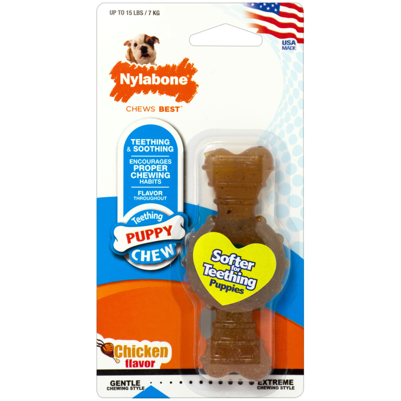Nylabone Teething Puppy Chew Toy Proper Chewing Chicken Flavor