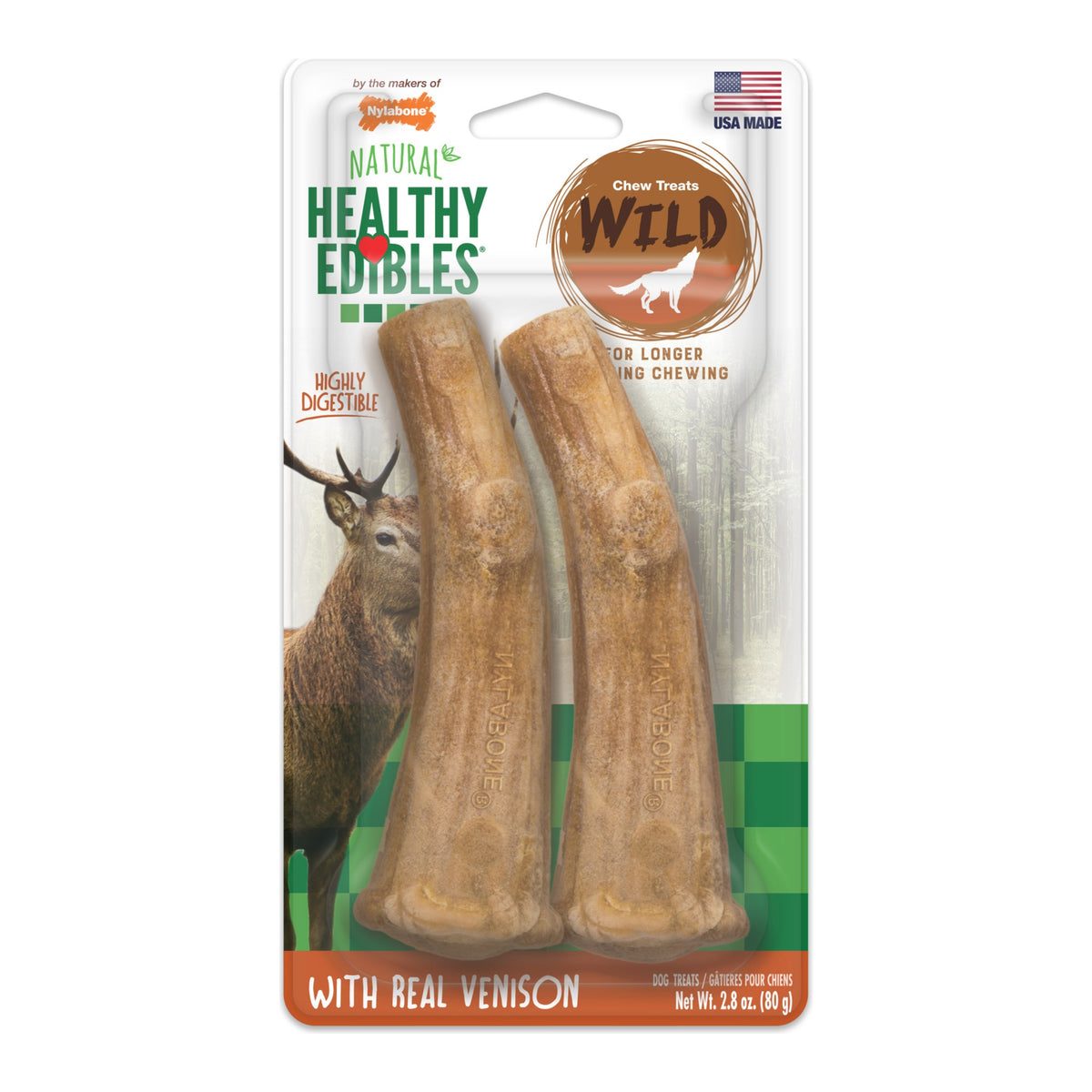 Nylabone Natural Healthy Edibles Wild Venison Antler chew – front of pack