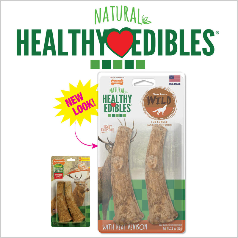 Nylabone Natural Healthy Edibles Dog Chew Treats Long Lasting Wild Venison Antler