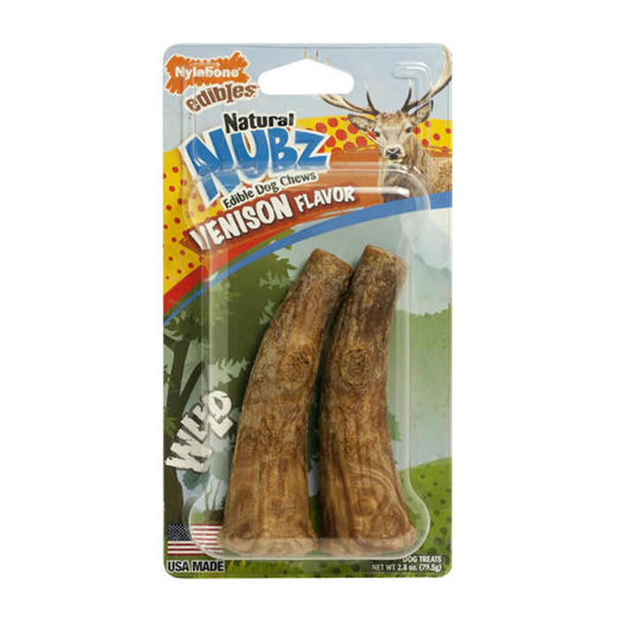 Nylabone Natural Nubz Edible Dog Chew Treats Wild Vension Antler