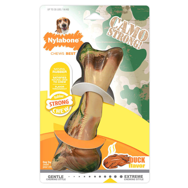 Nylabone Strong Chew Dog Toy Camo Bone Duck Flavor