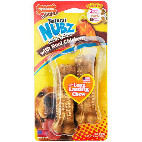 Nylabone Natural Nubz Edible Dog Chew Treats Long Lasting with Real Chicken