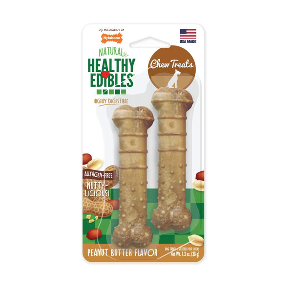 Nylabone Natural Healthy Edibles Dog Chew Treats Long Lasting Peanut Butter Flavor