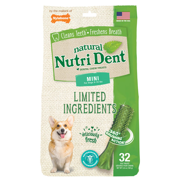 Nylabone Natural Nutri Dent Dog Dental Chew Treats Fresh Breath