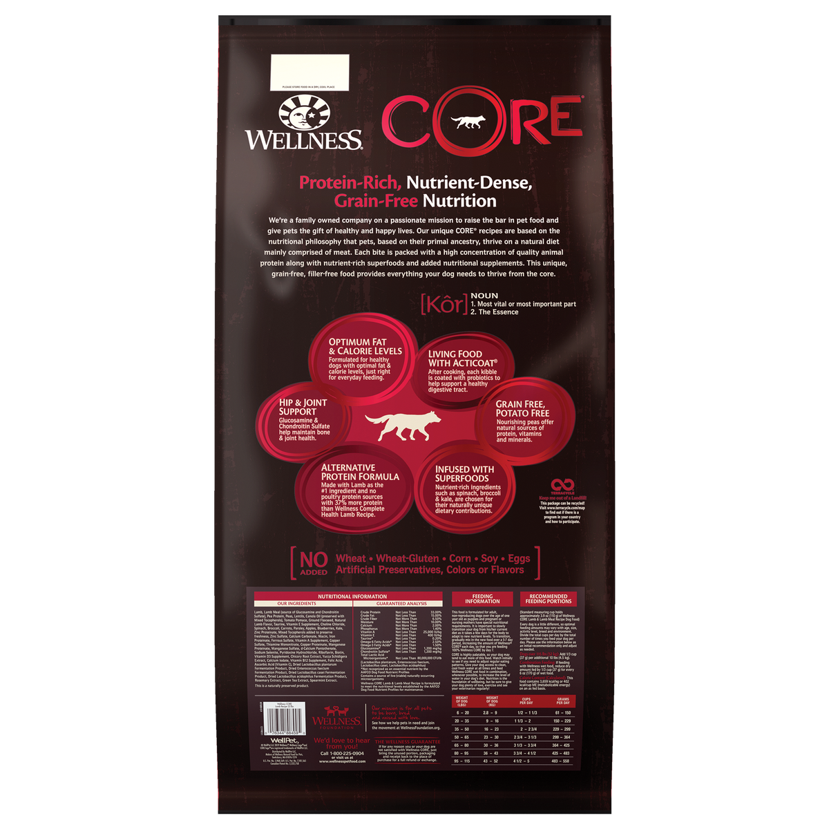 Wellness Core Dry Dog Food Grain Free Lamb