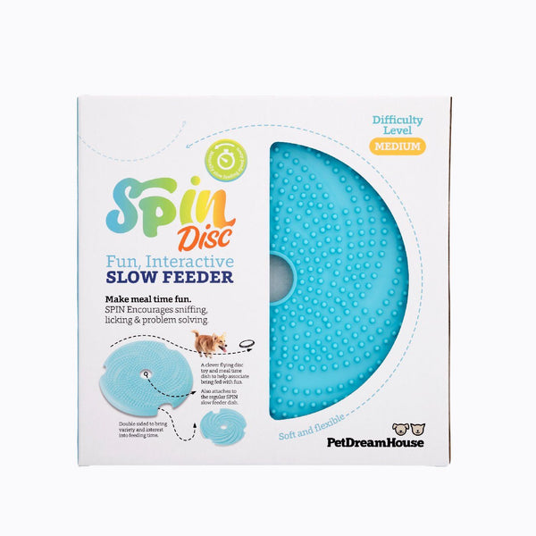 Pet DreamHouse SPIN Interactive 2-in-1 Slow Feeder Lick Pad & Frisbee for Dogs