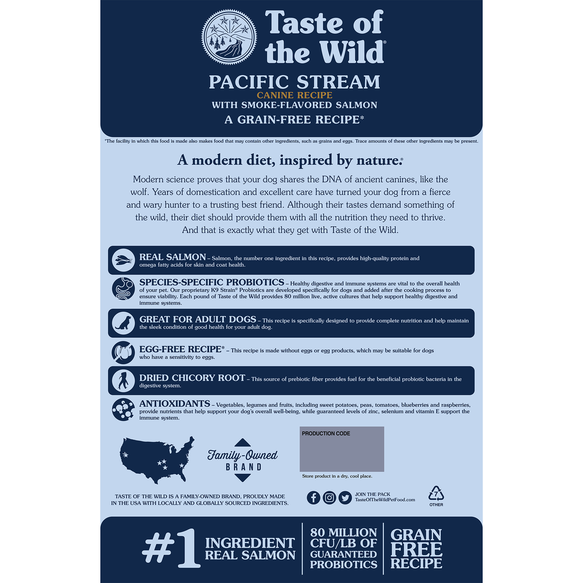 Taste of the Wild Pacific Stream Grain Free Adult Dog Food Receipttaste of the wild pacific stream back