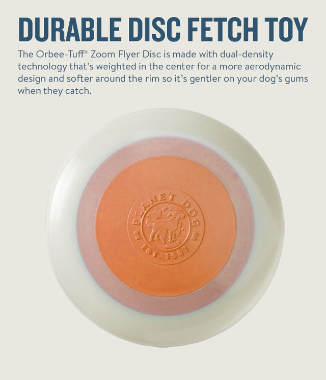 Planet Dog Orbee-Tuff Zoom Flyer Disc Dog Fetch Toy Glow in the Glow & Orange