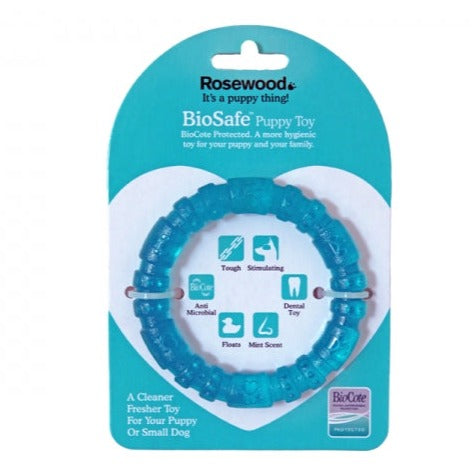 Rosewood Biosafe Dog Toys for Puppy Blue Ring