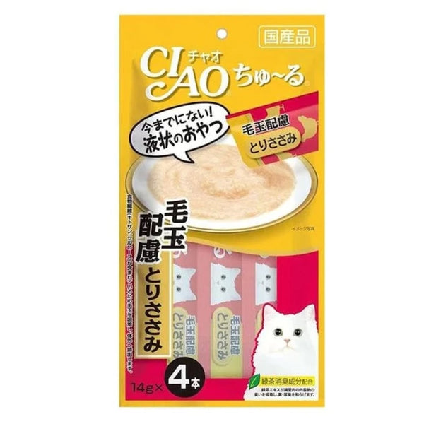 Ciao Cat Treats Churu Chicken Recipe Hairball Care 14g x 4