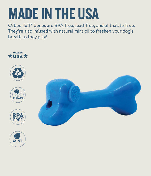 Planet Dog Orbee-Tuff Bone Dog Chew Toy Blue
