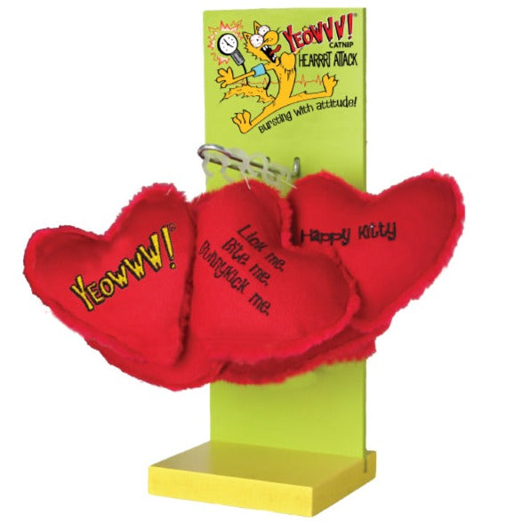 Yeowww! Catnip Cat Toys - Display Stand with 12 Hearrrt Attacks Assorted Toys 01