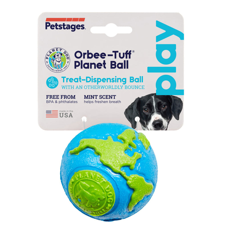 Planet Dog Orbee-Tuff Planet Ball Treat-Dispensing Dog Toy - Blue & Green by PeekAPaw