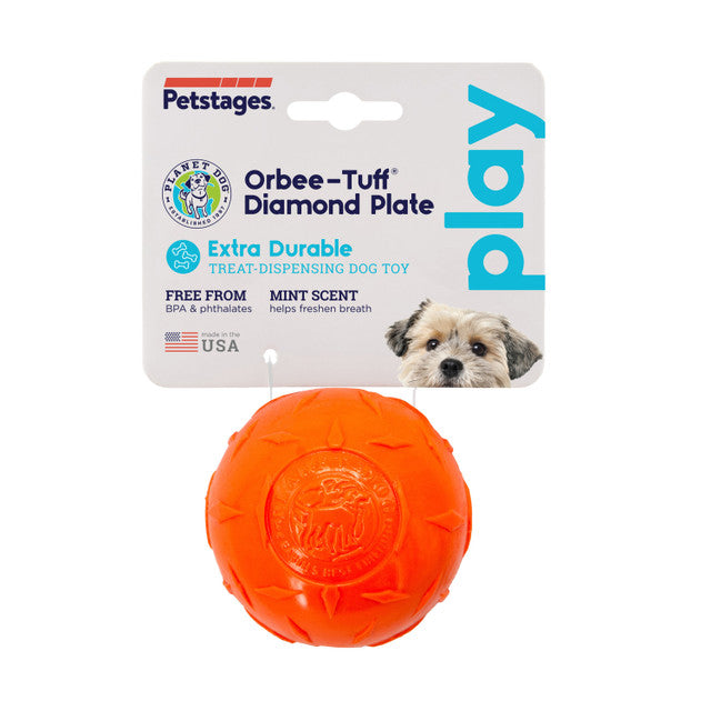 Planet Dog Orbee-Tuff Diamond Plate Ball Treat-Dispensing Dog Toy