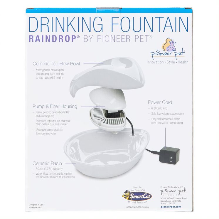 Pioneer Pet RainDrop Ceramic Drinking Fountain 1.7 Litres 6022