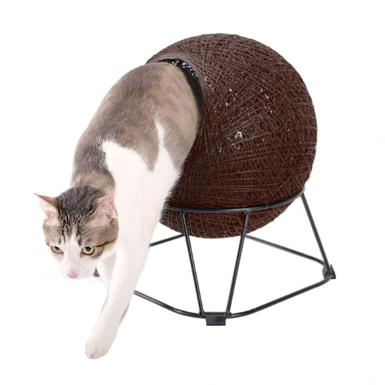 Ibiyaya Zentagle Stand Elevated Bed Woven Cat Sleeping Pet Cave 07