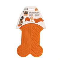 All for Paws AFP Bone Appetit Tasty Bone lick mat in orange, large, on its header card