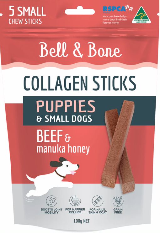 Bell & Bone Collagen Chew Sticks Treats for Puppies & Small Dogs - Beef Flavor by PeekAPaw