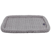 All for Paws AFP LAM grey plush bolster crate mat shown flat on a white background