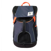 Ibiyaya Ultralight Pro backpack pet carrier in navy with orange trim, front view