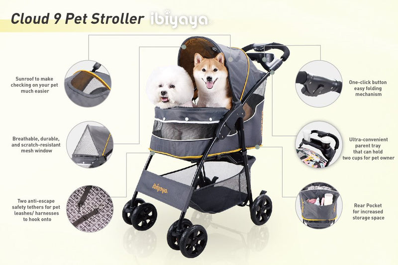 Ibiyaya Comfortable Cloud 9 Dog Cat Pet Stroller 24