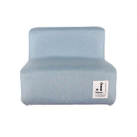 Ibiyaya Everest pet stairs in dusty blue, a two-step upholstered unit on a slim metal frame