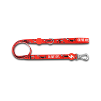 Dashi x Popeye Olive Oyl dog lead in red with Olive Oyl print and wordmark, bolt tag and silver clip