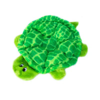 Zippy Paws Squeakie Crawler plush dog toy: SlowPoke the turtle, on a white background