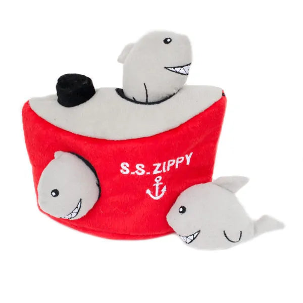 Zippy Paws Dog Toys Plush Burrow - Ship with 3 Sharks 01