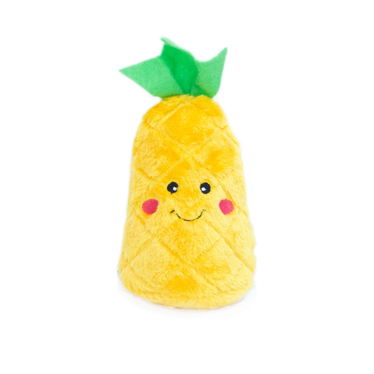Zippy Paws NomNomz plush dog toy shaped as a pineapple, on a white background