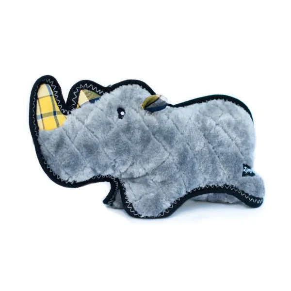 Zippy Paws Dog Toys Plush Grunterz Z-Stitch - Ronny the Black Rhino 01