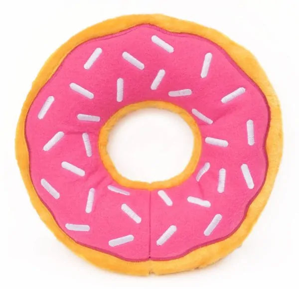 Zippy Paws Dog Toys Plush Donutz Jumbo Strawberry